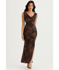 House of CB Alaina in Rust - 8 / Print - Dresses