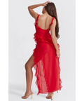 House of CB Ariela Cherry Ruffle Maxi Dress - 6 / Red - Dresses