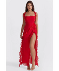 House of CB Ariela Cherry Ruffle Maxi Dress - 6 / Red - Dresses