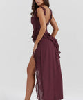 House of CB - House of CB Ariela Mulberry Ruffle Maxi Dress
