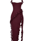 House of CB - House of CB Ariela Mulberry Ruffle Maxi Dress