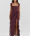 House of CB - House of CB Ariela Mulberry Ruffle Maxi Dress
