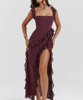 House of CB - House of CB Ariela Mulberry Ruffle Maxi Dress
