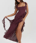 House of CB - House of CB Ariela Mulberry Ruffle Maxi Dress