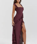 House of CB - House of CB Ariela Mulberry Ruffle Maxi Dress