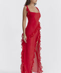 House of CB - House of CB Ariela Ruffle Dress Cherry