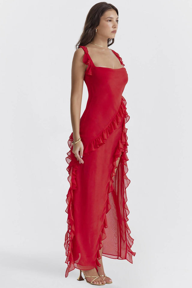 House of CB - House of CB Ariela Ruffle Dress Cherry