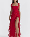 House of CB - House of CB Ariela Ruffle Dress Cherry