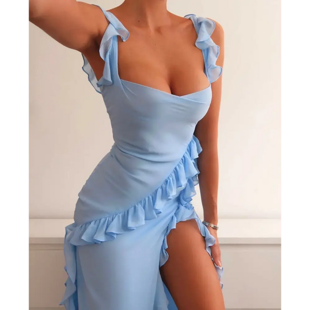 House of CB Ariela Soft Blue Ruffle Maxi - Dresses