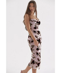 House of CB Azura Pink Devore Midi Dress - 8 / Pink - Dresses