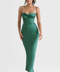 House of Cb Charmaine Midi Forest Green - 8 / Green - Dresses