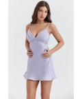 House of CB Christa Embroidered Lavender Mini Dress - 8 / Purple - Dresses