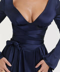 House of CB Dominique Navy Plunge Mini Dress - 8 / Navy - Dresses