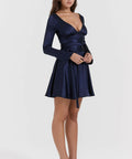 House of CB Dominique Navy Plunge Mini Dress - 8 / Navy - Dresses