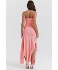 House of CB Ivana Apricot Gathered Asymmetric Dress - 8 / Apricot - Dresses