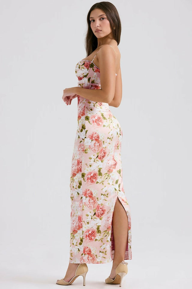 House of CB Josefina Maxi Dress Pink Peony - 6 / Floral - Dresses