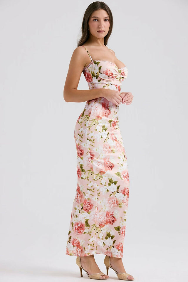 House of CB Josefina Maxi Dress Pink Peony - 6 / Floral - Dresses
