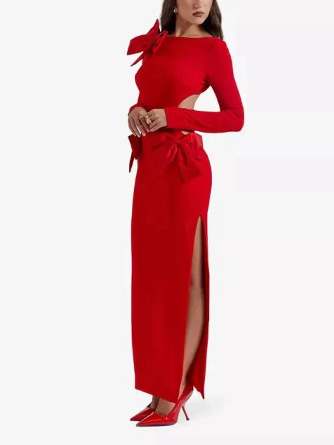 House of CB - HOUSE OF CB Lavele bow-embellished crepe maxi dress