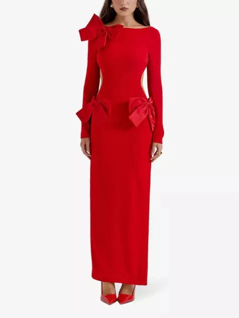 House of CB - HOUSE OF CB Lavele bow-embellished crepe maxi dress