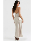 House of CB Leia Champagne Shimmer Low Back Maxi Dress - 8 / Champagne - Dresses