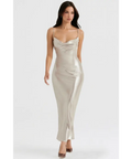 House of CB Leia Champagne Shimmer Low Back Maxi Dress - 8 / Champagne - Dresses