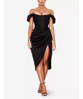 House of CB Loretta Satin Off Shoulder Dress - 8 / Black - Dresses