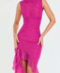 House of CB Magenta ruffle midi dress - Passion For Fashion 