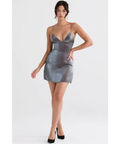 House of CB Maisie Graphite Iridescent Mini Dress - 8 / Black - Dresses