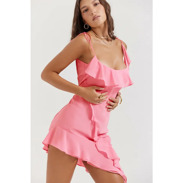 House of CB Marcia French Pink Ruffle Mini Dress - Dresses