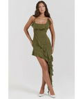 House of CB Marcia Olive Ruffle Mini Dress - Dresses