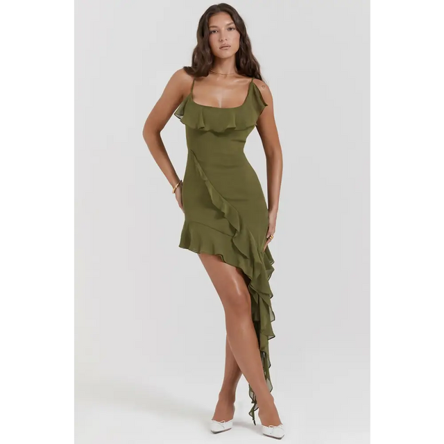 House of CB Marcia Olive Ruffle Mini Dress - Dresses