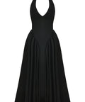 House Of CB Marilyn Twill Halter Midi Dress - 12 / Black - Dresses
