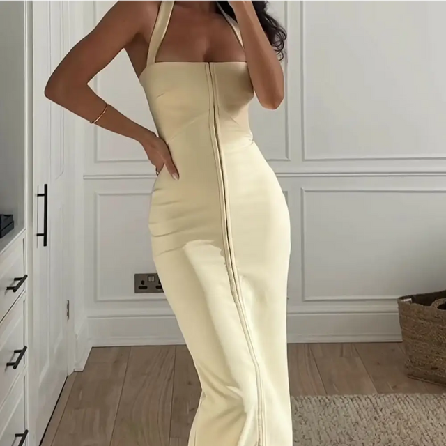 House of Cb ‘Mia’ Ecru Halter Maxi - S / Cream - Dresses