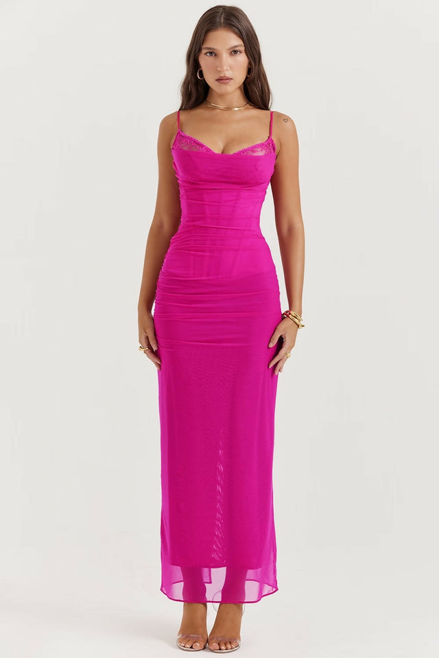House of CB Nalini Fuschia Gown - 8 / Pink - Dresses