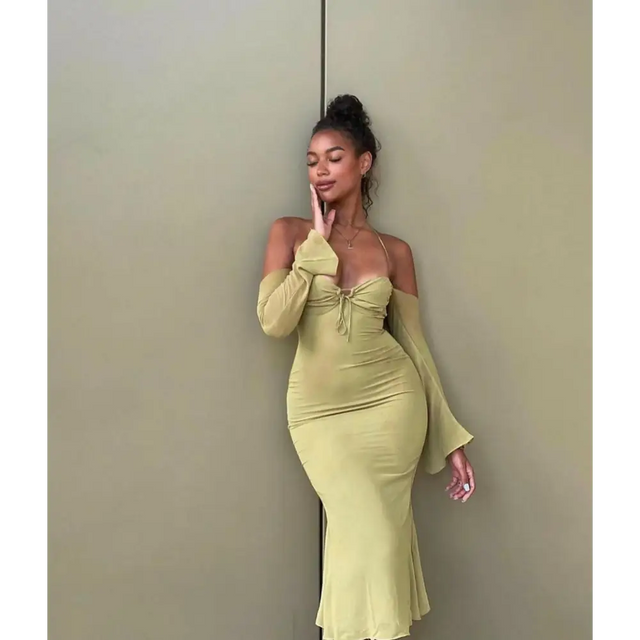House of CB ‘Naomi’ Halter Midi - S / Green - Dresses
