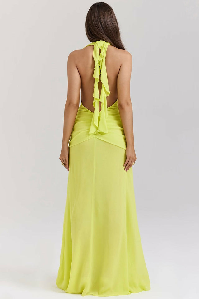 House of CB Olessia Maxi Lime - 8 / Yellow - Dresses