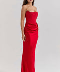 House of CB Persephone Strapless Corset Maxi Dress Red Size S / AU 8 - 8 / Red - Dresses