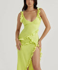House of CB - House of CB Pixie Lime Ruffle Maxi Dress