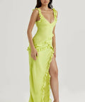 House of CB - House of CB Pixie Lime Ruffle Maxi Dress
