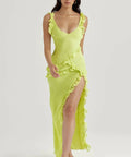 House of CB - House of CB Pixie Lime Ruffle Maxi Dress