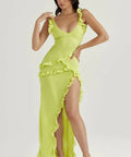 House of CB - House of CB Pixie Lime Ruffle Maxi Dress