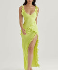 House of CB Pixie Ruffle Maxi Dress - 6 / Yellow - Dresses