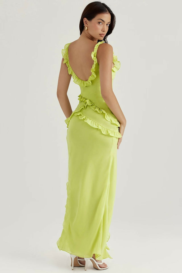 House of CB Pixie Ruffle Maxi Dress - 6 / Yellow - Dresses