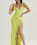 House of CB Pixie Ruffle Maxi Dress - 6 / Yellow - Dresses