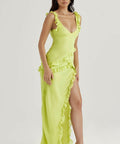 House of CB Pixie Ruffle Maxi Dress - 6 / Yellow - Dresses