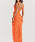 House of CB - House of Cb Pixie Ruffle Maxi Dress in Flame Orange