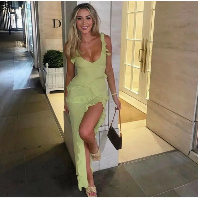 House of CB ‘Pixie’ Ruffle Maxi - XS / Lime - Dresses