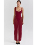 House of Cb Robina Wine Stretch Mesh Maxi - Dresses