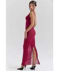 House of Cb Robina Wine Stretch Mesh Maxi - Dresses