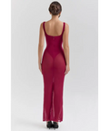 House of Cb Robina Wine Stretch Mesh Maxi - Dresses
